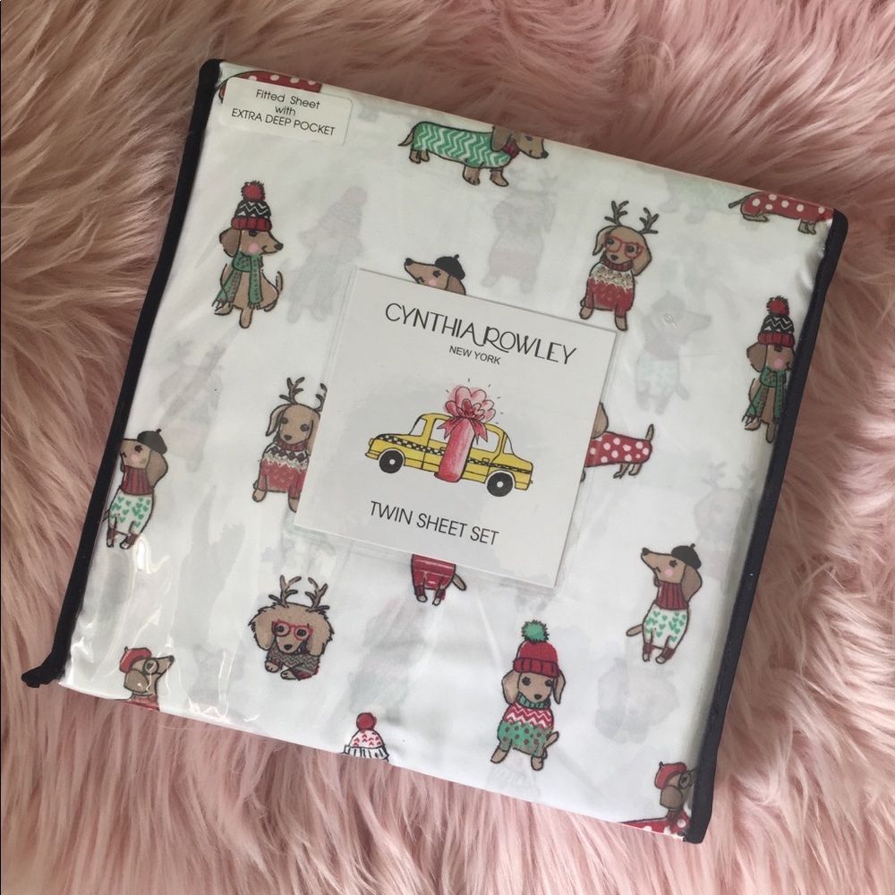 Cynthia Rowley NY Dachshund Twin Bed Sheet Set NWT